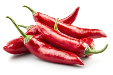 red hot Chili Peppers isolated on white background, full depth of field , ai