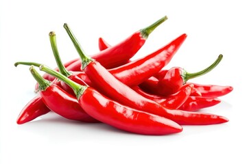red hot Chili Peppers isolated on white background, full depth of field , ai