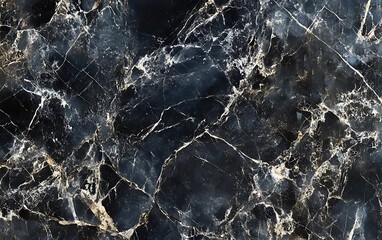 Black Marble with Silver Veining, Sleek and Glossy Modern Texture
