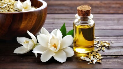 Pure Elegance: White Blossoms and Golden Oil Essence