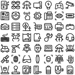 Technology Tech Electronics Icon Set. Perfect for user interface, new application
