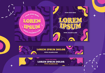 Purple and Yellow Abstract Social Media Banner Template