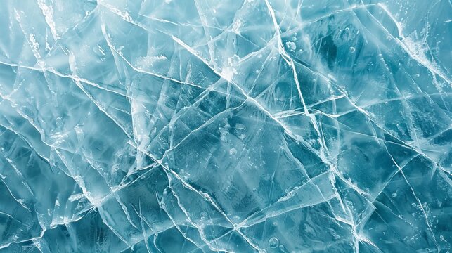 Cracked ice on frozen Lake Silvaplana, aerial view, Switzerland