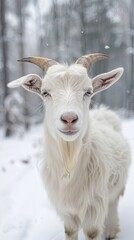 Fototapeta premium goat isolated on winter background