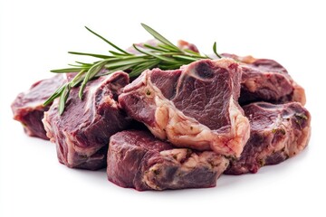 meat, beef, isolated on white background, full depth of field , ai