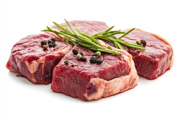 meat, beef, isolated on white background, full depth of field , ai