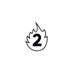 Number 2 fire geometric symbol simple logo vector