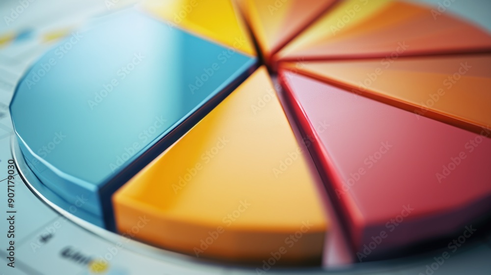 Poster A close-up shot of a pie chart displayed on a table, suitable for use in presentations or data visualizations
