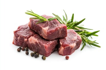 meat, beef, isolated on white background, full depth of field , ai