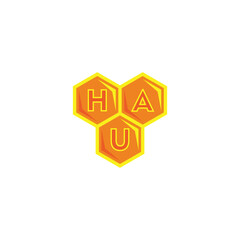 Letter H A U honey geometric symbol simple logo vector