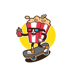 mascot popcorn with skateboard good for sticker, mascot character, groovy character, etc