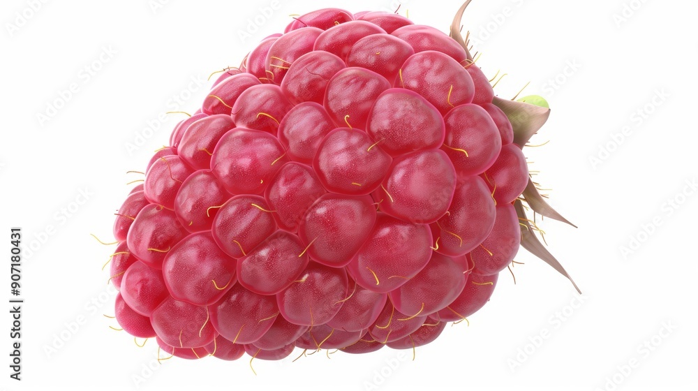 Poster a close up of a red raspberry