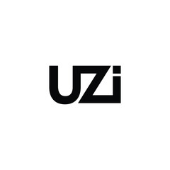 Letter UZI connect geometric symbol simple logo vector