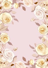 Roses bloom drawing wallpaper background card design with copy space