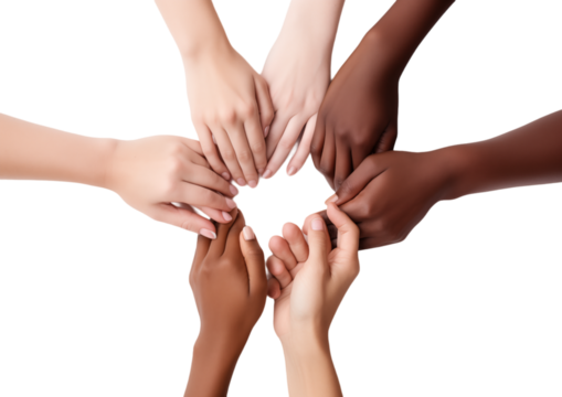 Diverse Hands Forming Circle Of Unity And Teamwork