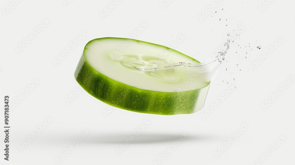 Poster a slice of cucumber is floating in the air