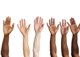 Obraz premium Diverse Hands Raised In Unity And Support
