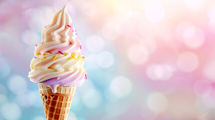 A colorful ice cream cone topped with vibrant swirls, perfect for summer vibes and sweet indulgence.
