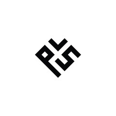 Letter Q, v and S heart, square geometric symbol simple logo vector