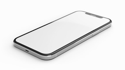 A white Phone is laying on a white background