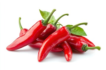red hot Chili Peppers isolated on white background, full depth of field, ai