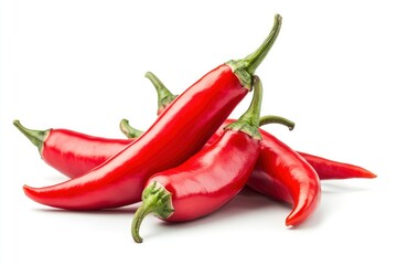 red hot Chili Peppers isolated on white background, full depth of field, ai