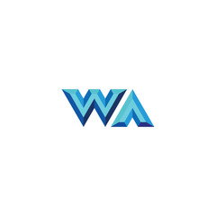 Letter WA diamond, 3d geometric symbol simple logo vector