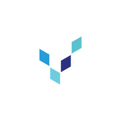 Letter v build, modern geometric symbol simple logo vector