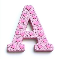 Decorative Pink Letter A with Hearts Design