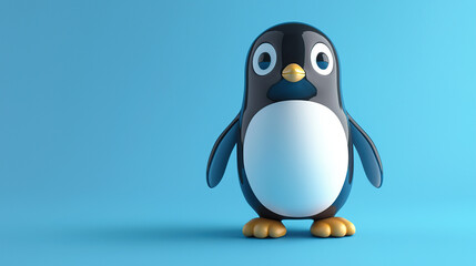 Naklejka premium 3D render of a cute penguin on a blue background
