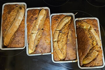 Banana bread on stove 