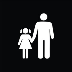 Halloween father and daughter vector art silhouette logo design black and white 