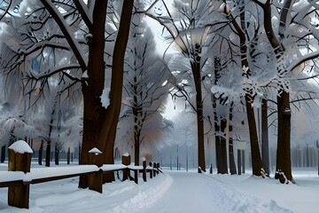 snow covered trees HD 8K wallpaper Stock Photographic Image Generative AI