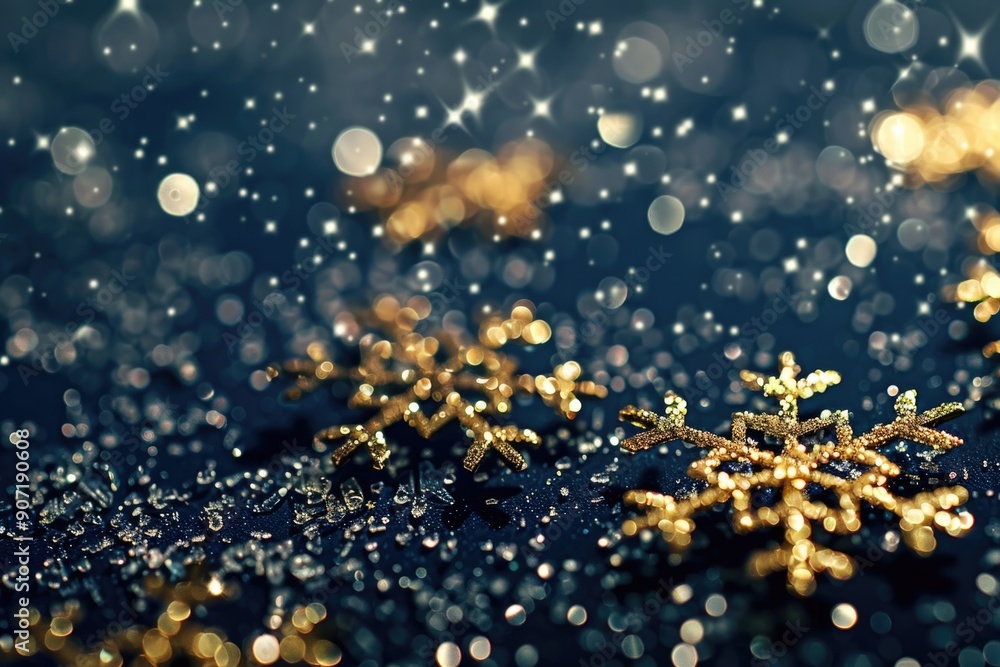 Poster A detailed view of a delicate snowflake on a dark background