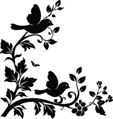 Bird on branch silhouette