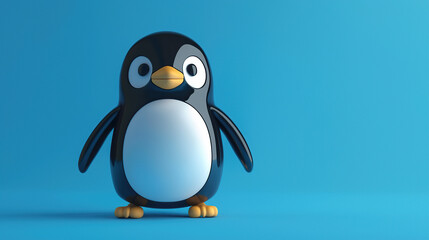Fototapeta premium 3D render of a cute penguin on a blue background