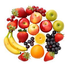 Assorted Fresh Fruits On Transparent Background