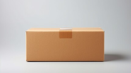 Closed Cardboard Box on a Gray Background