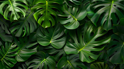 Fototapeta premium green leaves background, close up exotic leaves background