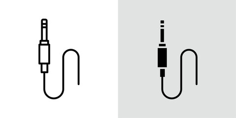 Audio Cable icon Black line art vector logo set