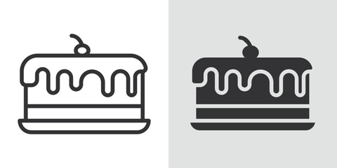 Cake icon Black line art vector logo set