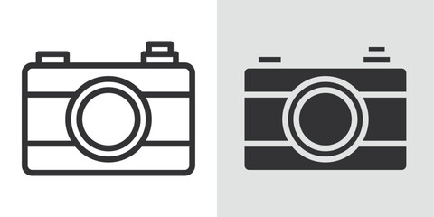 Camera icon Black line art vector logo set