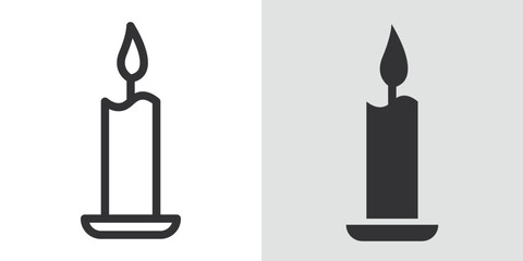 Candle icon Black line art vector logo set