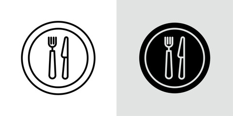 Canteen icon Black line art vector logo set