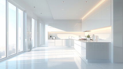 Modern home kitchen interior bright furniture design