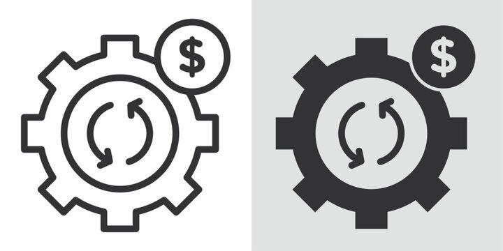 Costs optimization Icon Black line art vector logo set