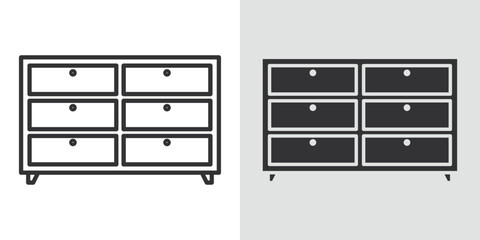 Dresser icon Black line art vector logo set