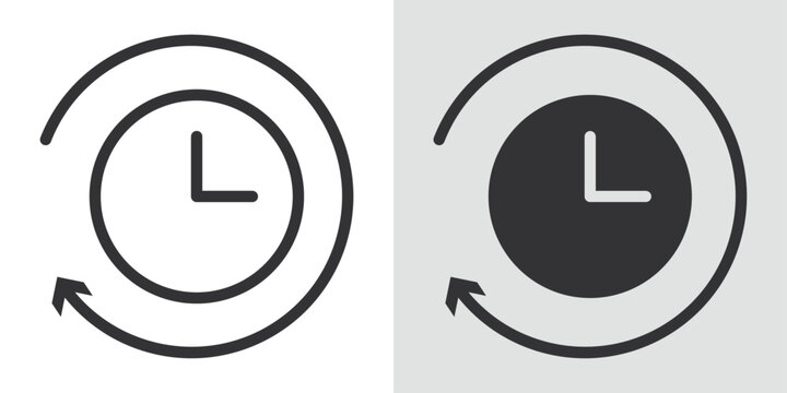 Duration icon Black line art vector logo set