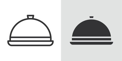 Food tray icon Black line art vector logo set