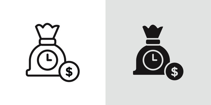 fixed deposit icon Black line art vector logo set
